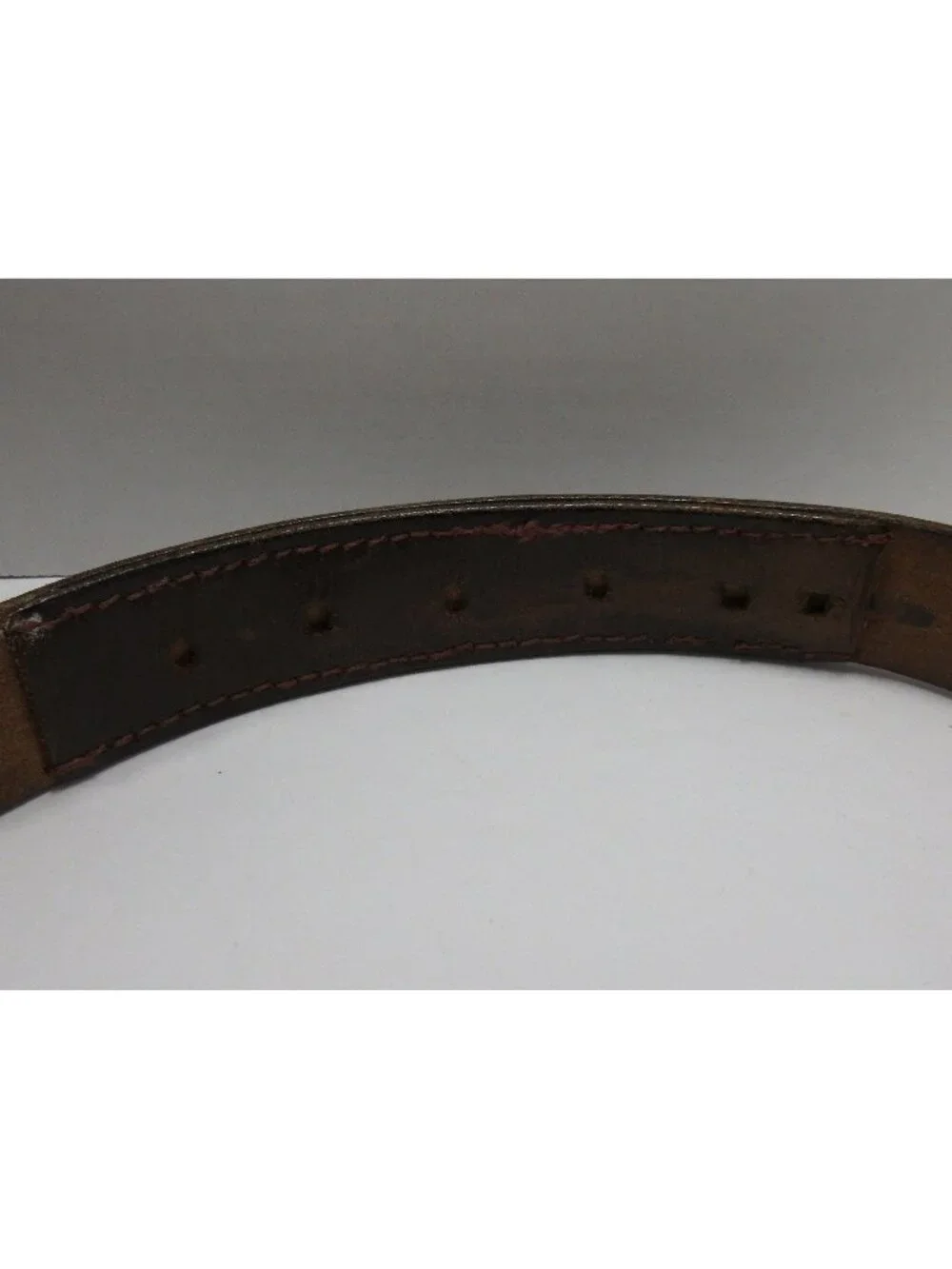 VINTAGE J Press Belt Leather Brass O-Ring Hook Buckle Handsewn *
